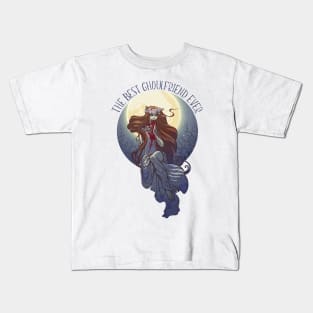 Halloween zimbie bride sitting on a grave stone in the moonlit forest over the graveyard. Kids T-Shirt